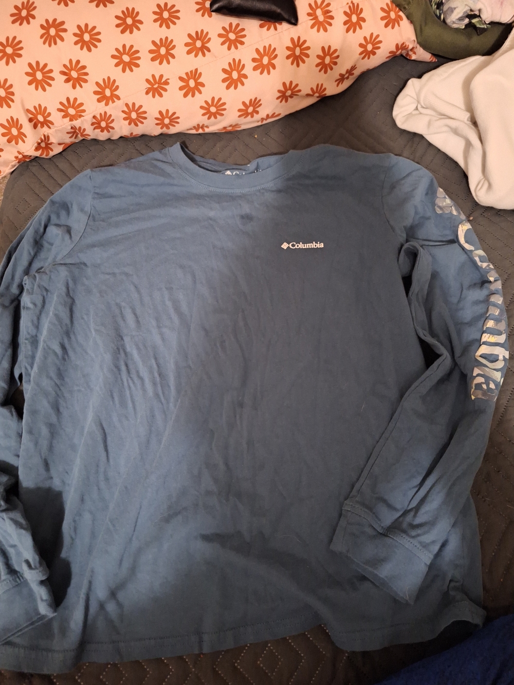 Columbia Long-Sleeve Tee in Slate Blue with Sleeve Logo